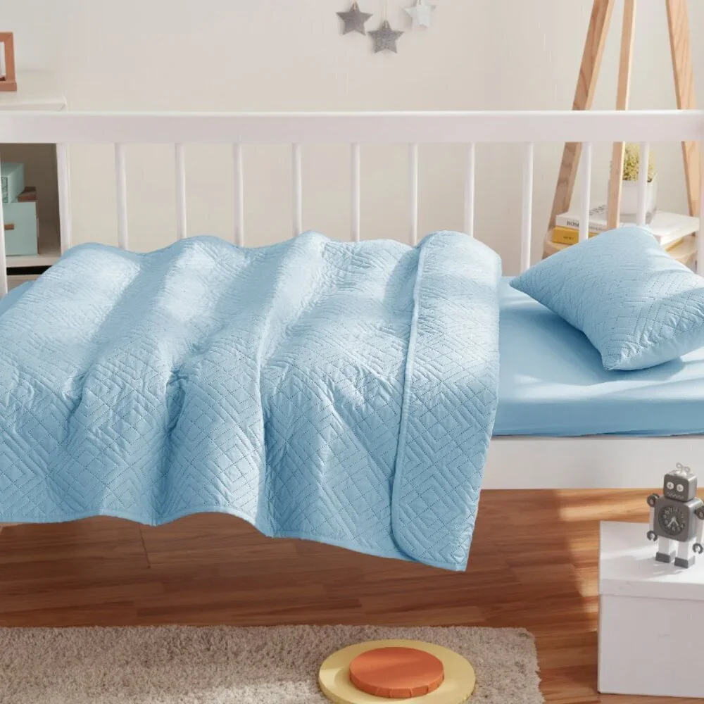 Toddler 3 Piece Quilted Coverlet Set Blue
